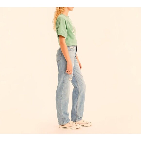 Levi’s 90s Style Low Pro High Rise Straight Jeans Light Wash Distressed Women 29 - Picture 16 of 16